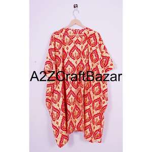 Robe kaftan mi-longue décontractée d'été en coton 100% faite à la main, col en V, manches courtes, silhouette moulante sexy, franges, volants, tenue de plage, tenue de soirée - Product Image 6