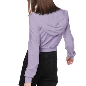 Ropa de calle informal, figuras de hombro caído, sudaderas con capucha transpirables ecológicas, cremallera frontal de punto, sudadera recortada transpirable para mujer - Product Image 4