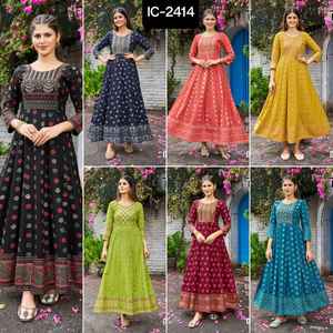 Kurtis en rayonne ethnique indienne avec belle broderie et grande taille disponible pour les femmes Ensemble Kurtis en rayonne à bas prix - Product Image 5