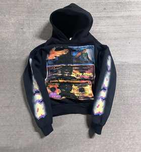 Custom DTG Print Skull Graphic Vintage Sun Faded Mens Streetwear Oversized Heavy Weight 350 450 500 GSM Hoodies Hombres - Product Image 4