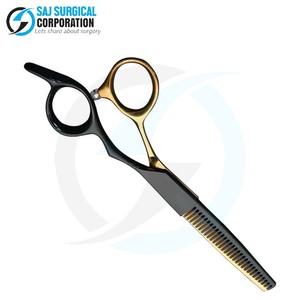 Tijeras de adelgazamiento Premium con estilo negro y dorado Diseño exclusivo Acero alemán Cuchillas de 30 dientes Grabado personalizado Lujo - Product Image 3