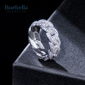 Venta caliente 18K oro, 925 Plata VVS Moissanite diamante cubano enlace cadena anillo Hip Hop anillo Miami cubano enlace anillo - Product Image 3