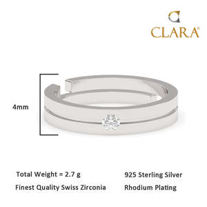 Bague CLARA pour homme en argent sterling 925, style romantique, avec diamant ovale et agate incrustés, plaqué rhodium - Product Image 5