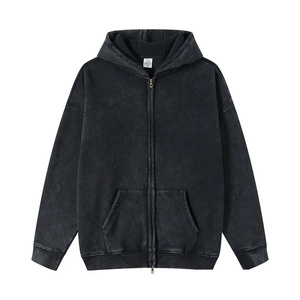Oversized Heavyweight 430gsm 100% Cotton Zip Hoodie Custom Manufacturer Winter Digital Printing Embroidered Eco-Friendly Hoodie - Product Image 2