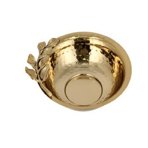 Cuenco de fruta de almacenamiento de alimentos de forma personalizada pulido dorado de alta calidad, cuenco de Metal decorativo hecho a mano para servir postres - Product Image 4