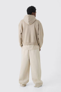 Sweat à capuche pur Double haut organique 100% coton lourd éponge française Logo personnalisé broderie surdimensionné sweat à capuche de haute qualité - Product Image 4