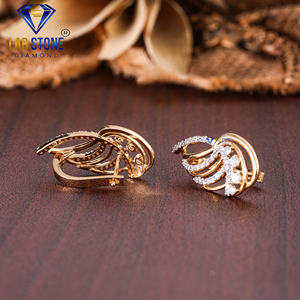 0.552 TDW Round Cut Diamond 18kt yellow Gold Earring by Labstone/EF-VS <b>Colour</b> - Product Image 4