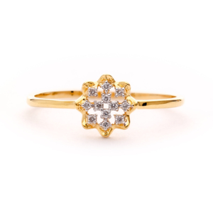 แหวนทองประดับเพชรรูปดอกไม้สุดหรูสำหรับผู้หญิง งานแต่งงาน งานหมั้น ของขวัญ - Product Image 1