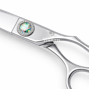 Ciseaux de coiffure de luxe 6,5 pouces en acier inoxydable, ciseaux de barbier avec vis en cristal, outil de coiffure professionnel pour salon, OEM - Product Image 3