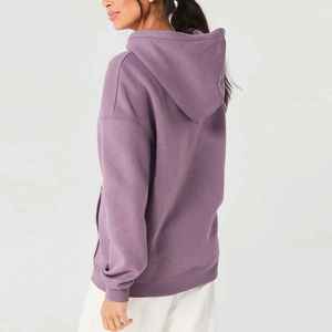 Femmes de haute qualité 100% coton velours hiver longs sweats à capuche en gros Logo personnalisé ensembles décontractés solide motif conception - Product Image 2