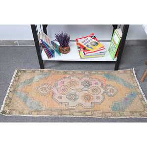 พรมขนาด 1.6x3.4 ฟุต, พรมตุรกี, พรมลายสัตว์สีน้ำเงินวินเทจทำจากขนสัตว์ - Product Image 1