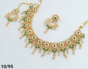 Fleur derniers bijoux indiens traditionnels plaqué or Motipearl avec boucle d'oreille Jumkha et Maagtika Combo collier ras du cou ensemble femmes - Product Image 2