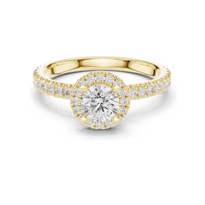 Anillo de Compromiso con Halo de Diamantes de Laboratorio Redondos Brillantes de 1.178 CT, Claridad VVS-VS EF, Oro de 18K, 14K, 10K y Plata 925, Moissanita - Product Image 2