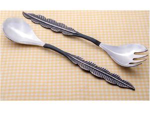 Service à salade en acier inoxydable de qualité assurée ensemble personnalisé Vintage Logo salade cuisine dîner fourchette et cuillère à salade à long manche - Product Image 3