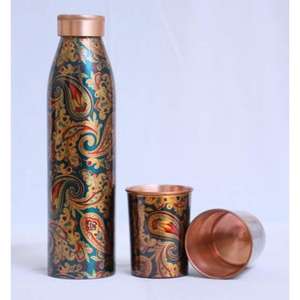 Botella de cobre hecha a mano de grado premium con juego de vidrio con acabado suave, perfecta para oficina, hogar y uso de viaje para venta de exportación - Product Image 5