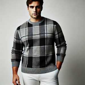 Ventes chaudes, services OEM ODM, vente en gros, logo personnalisé, jacquard, automne-hiver, pull en tricot personnalisé pour homme, taille plus, respirant, 100% - Product Image 1