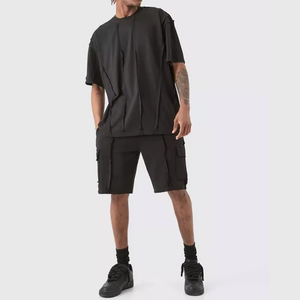 Conjunto de entrenamiento de cuello redondo de manga corta transpirable de algodón de alta calidad, entrenamiento de verano de secado rápido, ropa deportiva para correr, estilo informal - Product Image 5