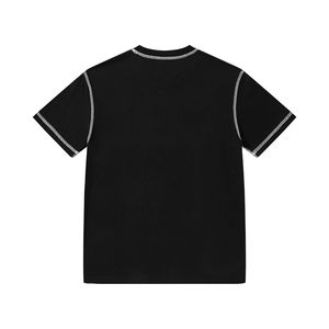 Vente en gros de t-shirts de luxe 280gsm oversize en coton pour homme, épaule tombante, col rond avec impression numérique et coutures contrastées - Product Image 3