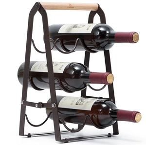 Porte-bouteille de vin en fer pliable pour cuisine décoration de la maison table à manger champagne vin présentoir support bar - Product Image 1