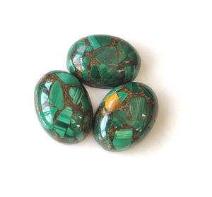 หินอัญมณีสีเขียวรูปวงรีทำจากทองแดงมรกตขนาด3x5mm-20x30mm แบนราบสำหรับเครื่องประดับธรรมชาติ - Product Image 1