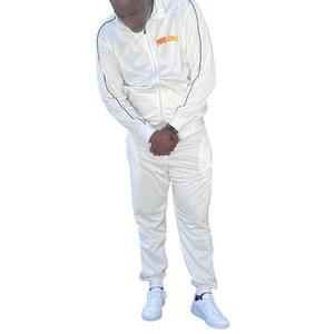 Unisex Custom Nylon Windbreaker Zip Jacket and Joggers Set Windproof White Jacket Sweat Pant Tracksuit for Spring Casual Style - Product Image 2