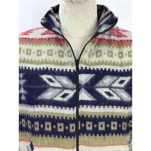 Suéter tipo bolero con cremallera, estilo geométrico azteca de diamantes, cálido y cómodo para otoño e invierno, mezcla de lana de yak, con cuello alto. - Product Image 2