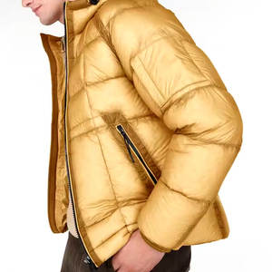 Customizable <b>Thin</b> Winter Windproof Puffer <b>Jacket</b> with Stand Collar for <b>Men</b> Warm Canvas Cotton Filled Quilted Coat - Product Image 3