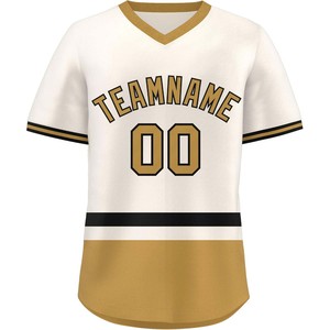 Fournisseur de maillots de baseball OEM haut de gamme, t-shirt à col en V en polyester respirant, impression par transfert thermique, logo, vente en gros - Product Image 4
