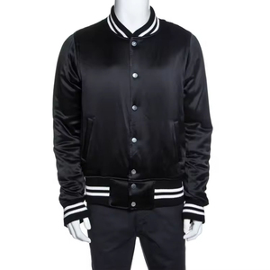 Blouson aviateur universitaire d'hiver en satin de haute qualité Letterman personnalisé pour hommes, col montant XS, taille 100%, service OEM à l'avant, décontracté - Product Image 3