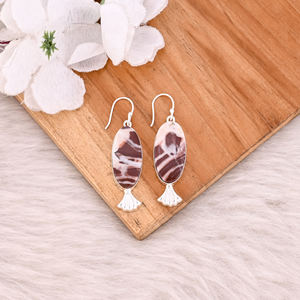 Boucles d'oreilles plaquées argent de haute qualité, boucles d'oreilles en jaspe Malinga, boucles d'oreilles tendance bohème, boucles d'oreilles statement, vente en gros de bijoux populaires - Product Image 2