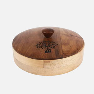 Caja Chapati decorativa redonda moderna, cazuela de Material de madera de primera calidad con tapa para decoración de hogar y mesa de comedor - Product Image 5
