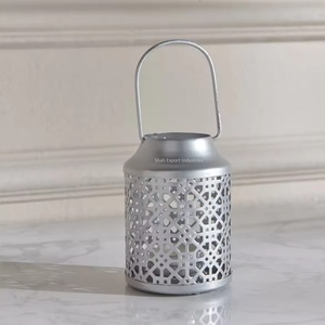 Unique Decorative Silver <b>Mini</b> Candle <b>Lantern</b> With Metal Cut Design for Events and Weddings Tabletop Decorations - Product Image 1