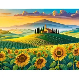 ภาพจิตรกรรมฝาผนังกระเบื้องฉากทัสคานีแบบอิตาลีผนังลายดอกทานตะวัน - Product Image 1