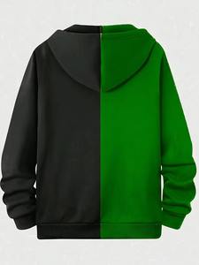 Sweat à capuche décontracté 100% coton de haute qualité pour hommes sweat à fermeture éclair personnalisé dessin animé graphique cordon teint uni pour les hauts d'hiver - Product Image 2