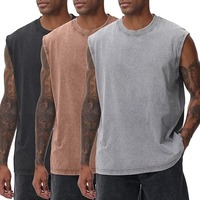 Débardeur Homme Hiver Coupe-Vent de Haute Qualité, Lavé à l'Acide, Sans Manches, Léger, Séchage Rapide, Coupe Classique, Sport, Gym, T-Shirt