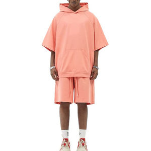 Ensemble de survêtement tendance personnalisé en deux pièces, ensemble court d'été, survêtement imprimé à l'écran, broderie, sweat-shirt et short pour hommes - Product Image 3