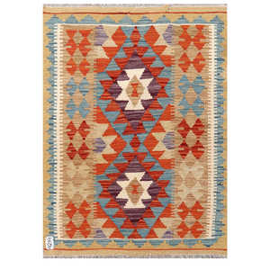 Alfombra Kilim de Maimana, Afganistán, 116 x 84 cm, Tapiz para Colgar en la Pared - Product Image 1