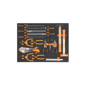 Bandeja de EVA suave BETA con herramientas de percusión, Alicates para anillos a presión y juego de herramientas de anillos autoblocantes (vacío) - Product Image 1