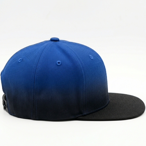 Casquette de baseball snapback ajustable en coton bleu-noir dégradé de haute qualité, six panneaux, visière plate, pour l'extérieur, streetwear, OEM - Product Image 4
