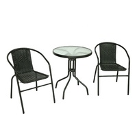 Ensembles de tables et chaises de loisirs d'extérieur, 3 chaises à dossier pour hôtels, villas, jardins, chaises en rotin pour usage en cour extérieure