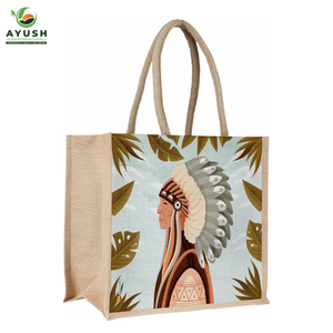 Sacs de courses de supermarché en jute avec coton intégré, sacs de magasin 100% écologiques - Product Image 4