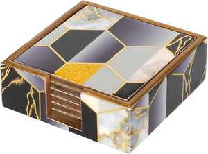 Prix de gros pour le bois et la résine sous-verre ensemble avec support fait à la main en résine indienne artisanat - Product Image 2