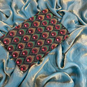 ผ้าส่าหรีผ้าไหมแบบมีกระจกเสื้อทำงานดีไซน์เนอร์ชุดสวยสำหรับงานแต่งงานและงานเลี้ยงสำหรับวัฒนธรรมอินเดียและปากีสถาน - Product Image 1