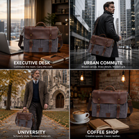 Sac bandoulière messager BEARKY en toile et cuir, style vintage avec rabat à boucle, sacoche pour ordinateur portable, sac à bandoulière pour homme, aspect antique
