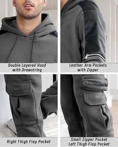 Survêtement pour hommes avec logo brodé personnalisé 100% coton manteau à capuche et pantalon sweat à capuche surdimensionné imprimé techniques pour la saison d'hiver - Product Image 5