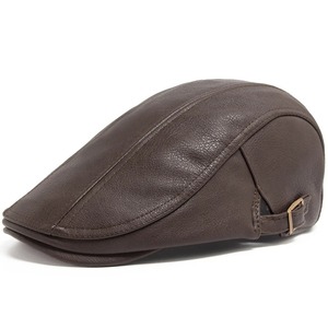 Haute qualité Vintage angleterre gavroche casquettes à la mode hommes unisexe en cuir véritable béret automne hiver visière casquette plate épaissir décontracté - Product Image 4