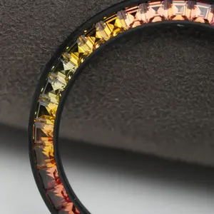 Bisel de Reloj con Diamantes de Moissanita, Degradado Multicolor, Estilo Helado, Lujoso, de Acero Inoxidable Negro, Bisel de Repuesto Personalizado - Product Image 6