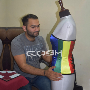 Proveedor de corsés de satén Pride Rainbow Overbust - Product Image 4