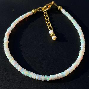 Pulsera con cuentas de ópalo etíope blanco Natural, cuentas lisas de ópalo de fuego múltiple, fabricación de joyas de 4mm, pulsera de perlas de cristal de piedra - Product Image 3