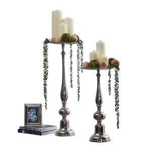 Hot Fabulous Taper Silver Metal T Light Pillar Stand Decorativo Navidad y boda Centros de mesa Portavelas hecho a mano - Product Image 1